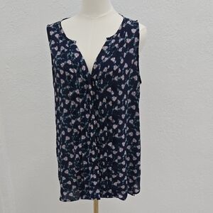 LC Lauren Conrad Navy Floral V-Neck Camisole